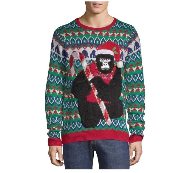 Holiday Time Men's Gorilla Ugly Christmas Sweater Size M - Picture 1 of 7